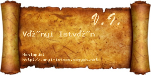 Ványi István névjegykártya